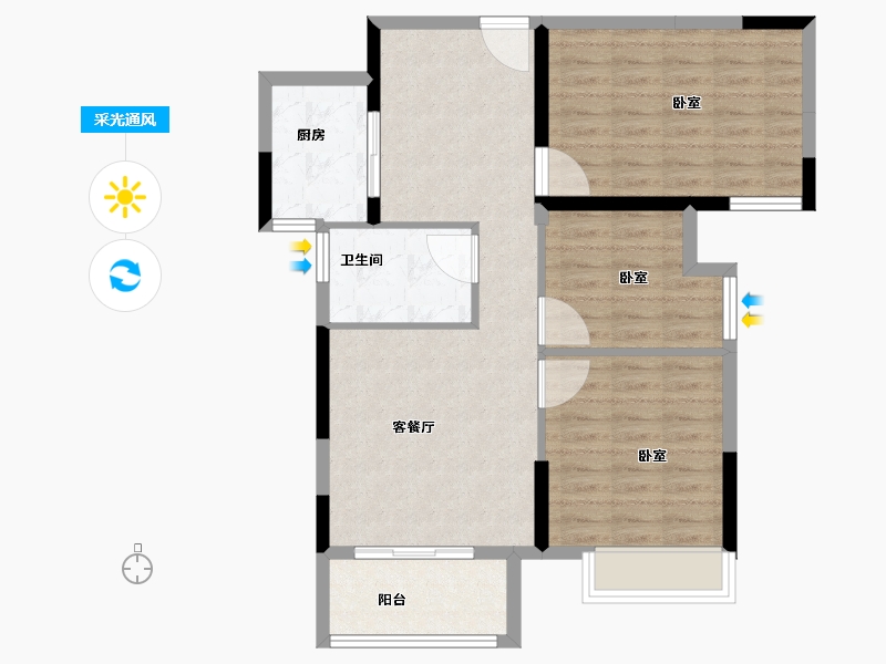 湖北省-襄阳市-湖北交投颐和华府-82.00-户型库-采光通风