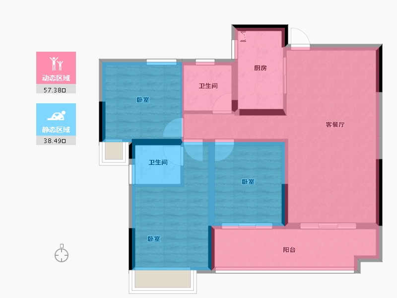 湖北省-襄阳市-民发星悦里-85.44-户型库-动静分区