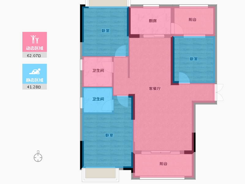 湖北省-黄冈市-凤凰景苑-92.86-户型库-动静分区