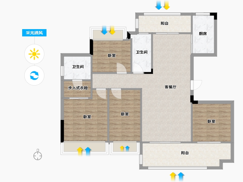 湖南省-衡阳市-耀江·西湖湾-110.00-户型库-采光通风