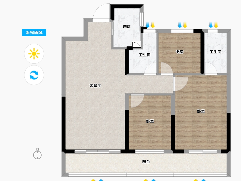 湖北省-孝感市-星河郡-92.28-户型库-采光通风