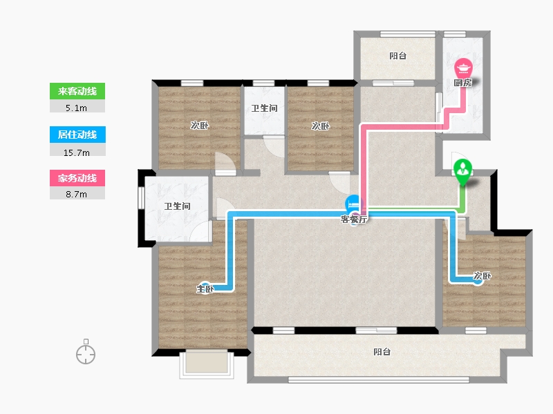 山东省-临沂市-元沃·御景苑-129.74-户型库-动静线