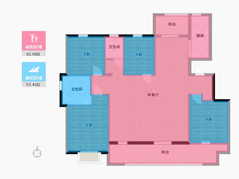 山东省-临沂市-元沃·御景苑-129.74-户型库-动静分区