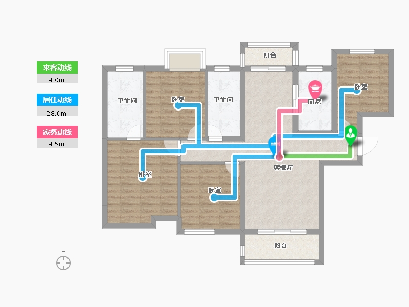 湖北省-黄冈市-麻城恒泰名仕公馆-94.63-户型库-动静线