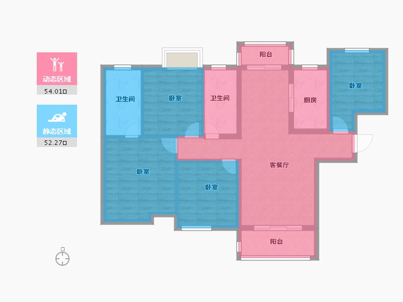 湖北省-黄冈市-麻城恒泰名仕公馆-94.63-户型库-动静分区