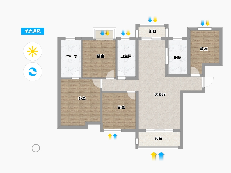 湖北省-黄冈市-麻城恒泰名仕公馆-94.63-户型库-采光通风