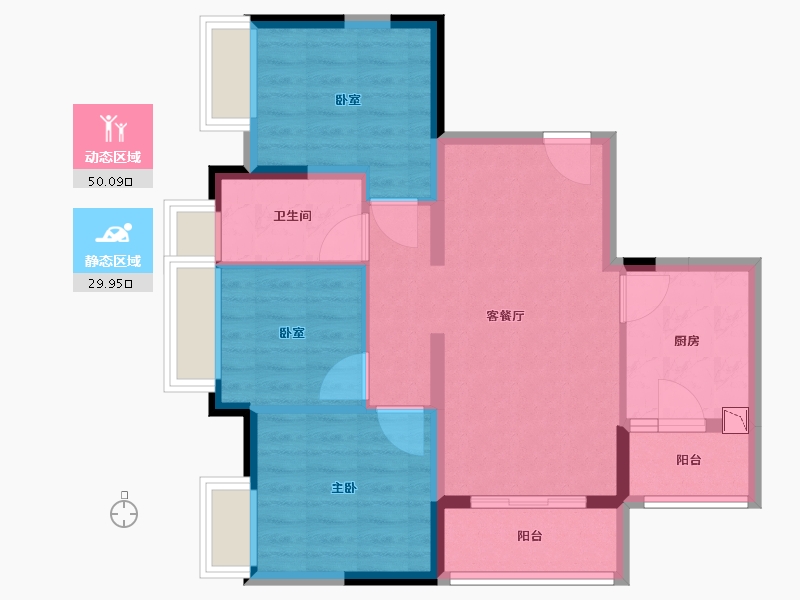 广东省-广州市-雅居乐万科热橙-71.00-户型库-动静分区