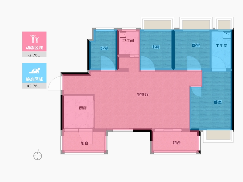 广东省-佛山市-顺德碧桂园桂澜山-95.17-户型库-动静分区