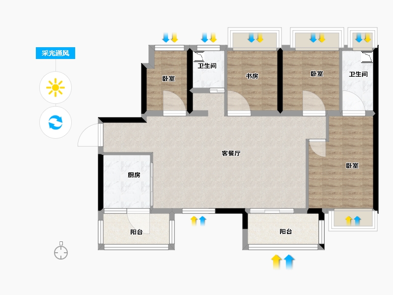 广东省-佛山市-顺德碧桂园桂澜山-95.17-户型库-采光通风