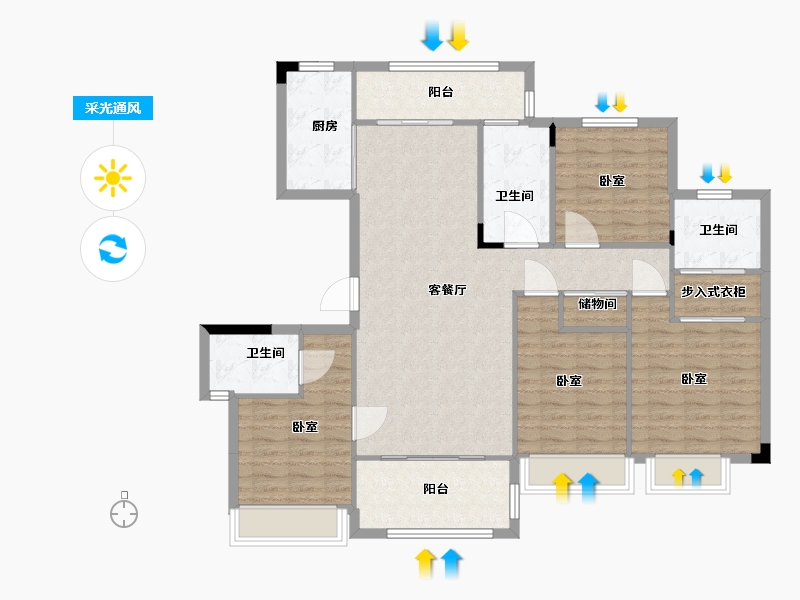 湖南省-衡阳市-耀江·西湖湾-120.00-户型库-采光通风