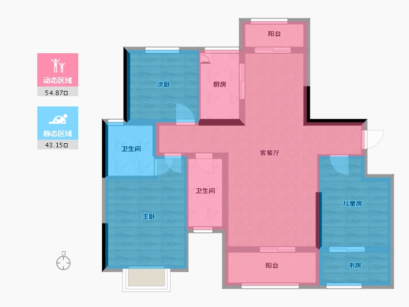 湖南省-长沙市-幸福考拉789-86.52-户型库-动静分区