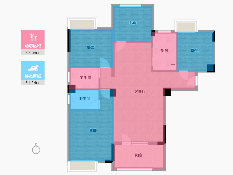 湖北省-武汉市-华星龙腾国际-97.91-户型库-动静分区