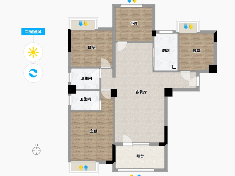 湖北省-武汉市-华星龙腾国际-97.91-户型库-采光通风