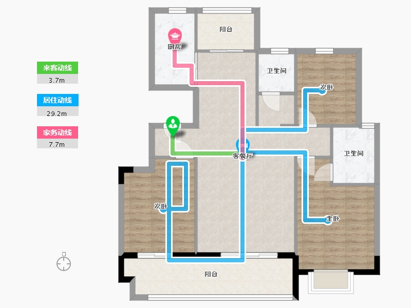 山东省-临沂市-元沃·御景苑-103.98-户型库-动静线