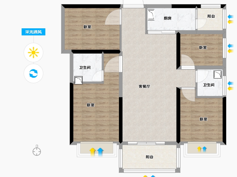 广东省-佛山市-顺德碧桂园桂澜山-101.00-户型库-采光通风