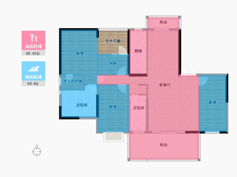 湖北省-宜昌市-CAZ天玺 天阁-144.18-户型库-动静分区