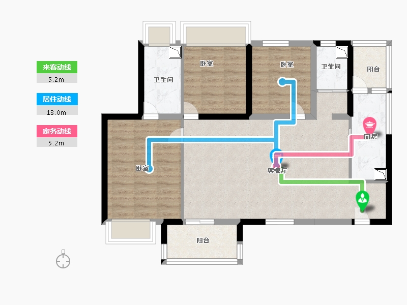 广东省-佛山市-顺德碧桂园桂澜山-83.99-户型库-动静线