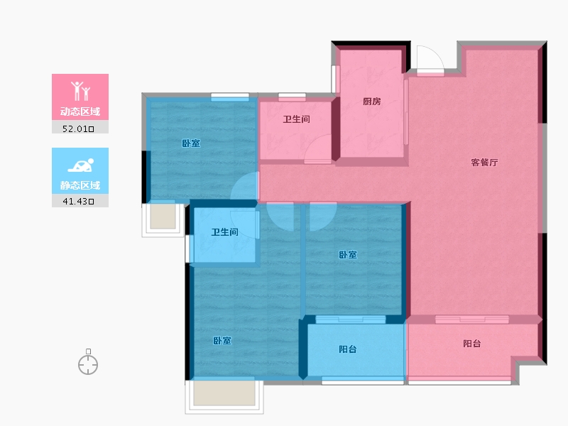 湖北省-襄阳市-民发星悦里-83.86-户型库-动静分区