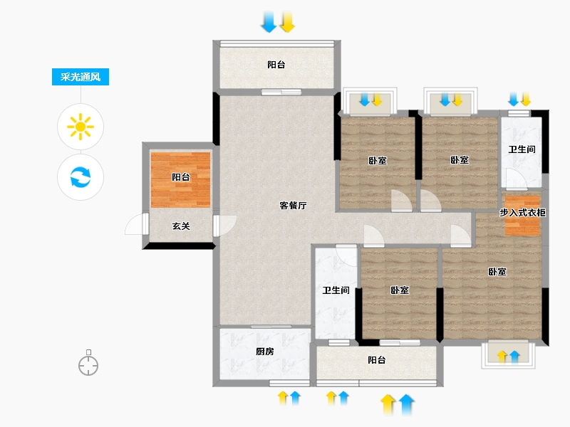 湖南省-湘潭市-银港国际-123.83-户型库-采光通风