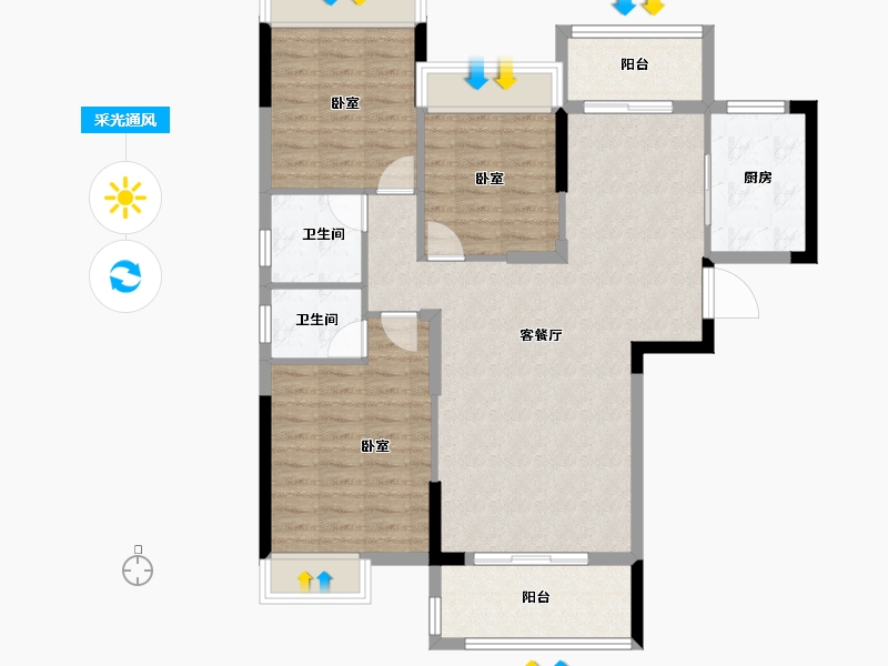 湖北省-黄冈市-凤凰景苑-98.89-户型库-采光通风