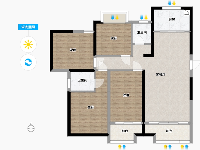 安徽省-蚌埠市-尚达·新天地-98.32-户型库-采光通风