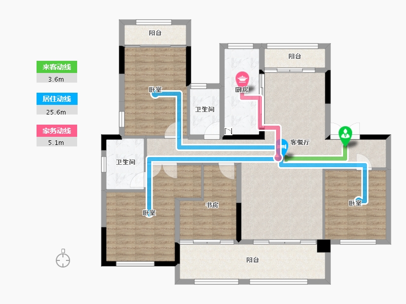 湖北省-宜昌市-金鼎豪庭-130.58-户型库-动静线