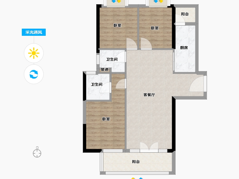 湖北省-武汉市-信基丽池澜湾-86.00-户型库-采光通风