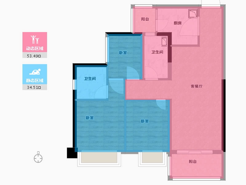 广东省-佛山市-顺德碧桂园桂澜山-78.00-户型库-动静分区