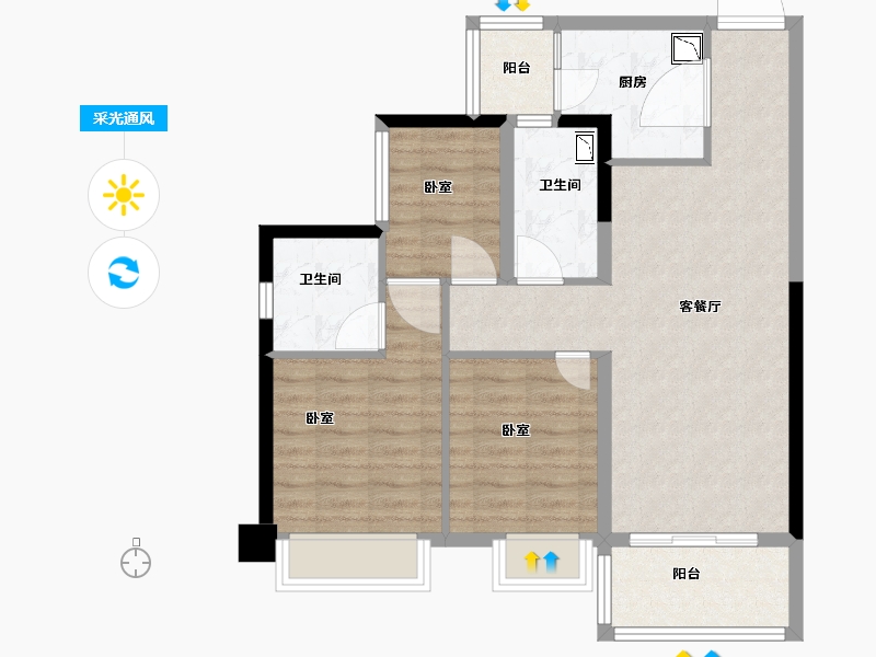 广东省-佛山市-顺德碧桂园桂澜山-78.00-户型库-采光通风