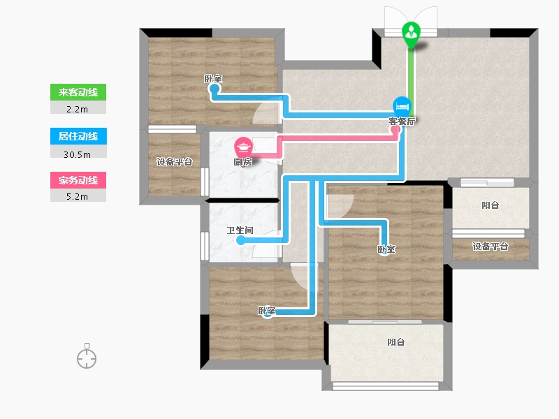 湖南省-株洲市-学府港湾二期-77.47-户型库-动静线