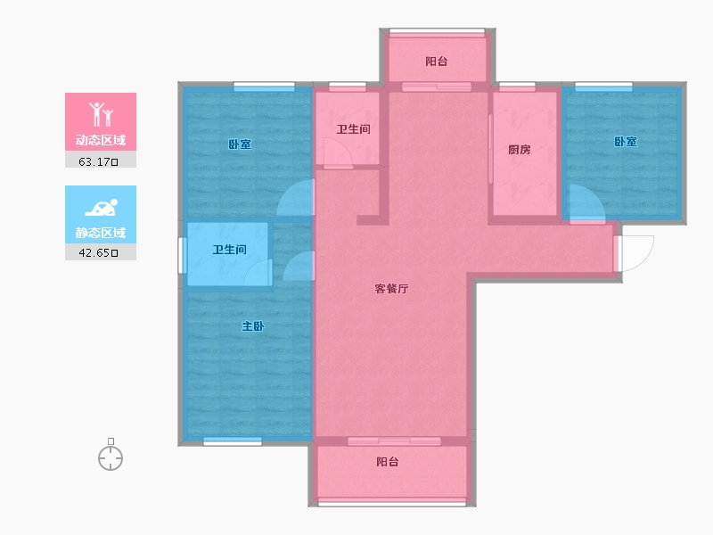 湖北省-黄冈市-麻城恒泰名仕公馆-95.27-户型库-动静分区