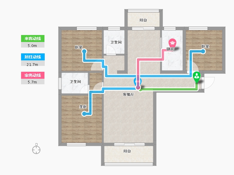 湖北省-黄冈市-麻城恒泰名仕公馆-95.27-户型库-动静线