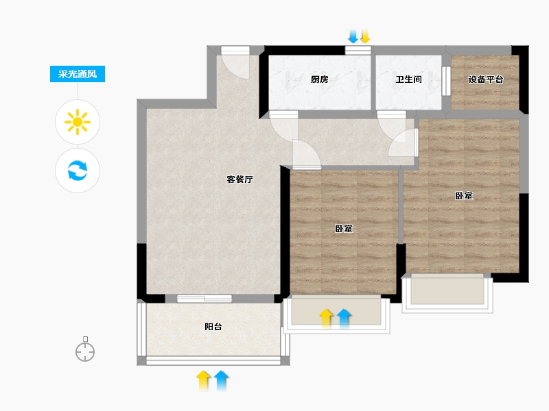 河南省-许昌市-万山·运河绿都-64.00-户型库-采光通风