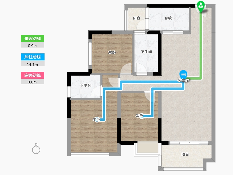 四川省-绵阳市-领地天屿-90.34-户型库-动静线