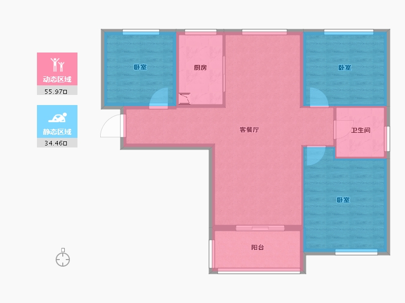 湖北省-襄阳市-普鑫·上東郡-81.36-户型库-动静分区