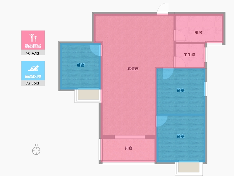 湖北省-咸宁市-桂泉花园-85.50-户型库-动静分区