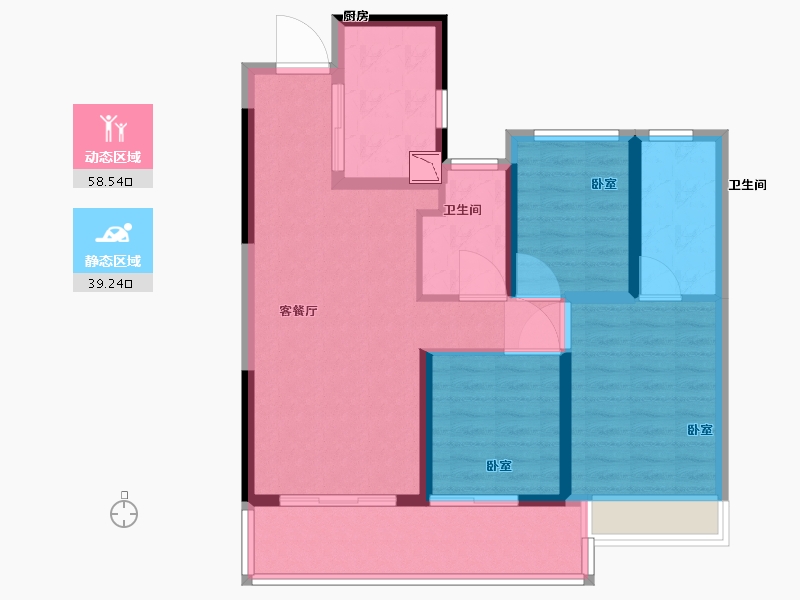 湖北省-黄石市-黄石保利时代-87.00-户型库-动静分区