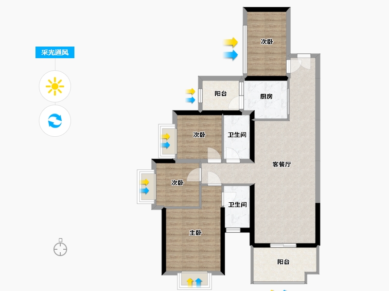 广东省-湛江市-公园一号-94.24-户型库-采光通风