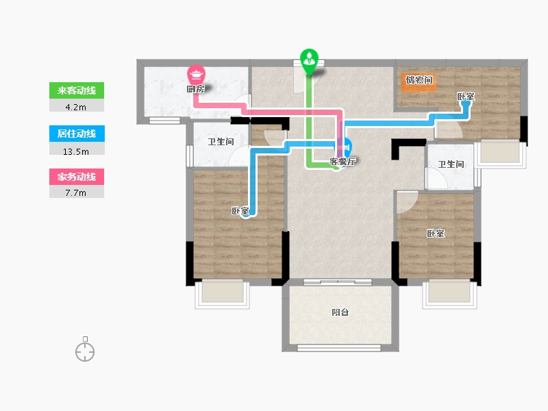 湖北省-黄冈市-凤凰景苑-92.62-户型库-动静线