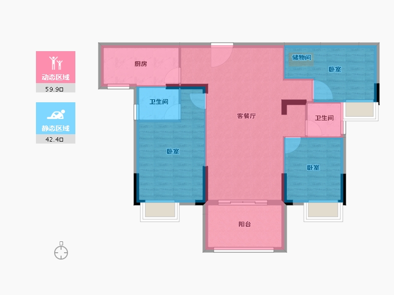 湖北省-黄冈市-凤凰景苑-92.62-户型库-动静分区