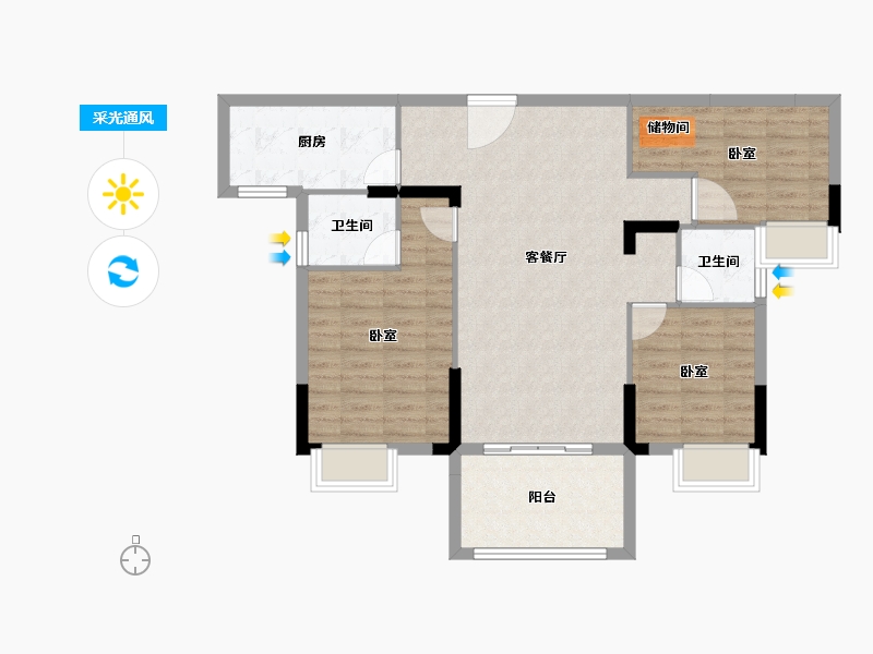 湖北省-黄冈市-凤凰景苑-92.62-户型库-采光通风