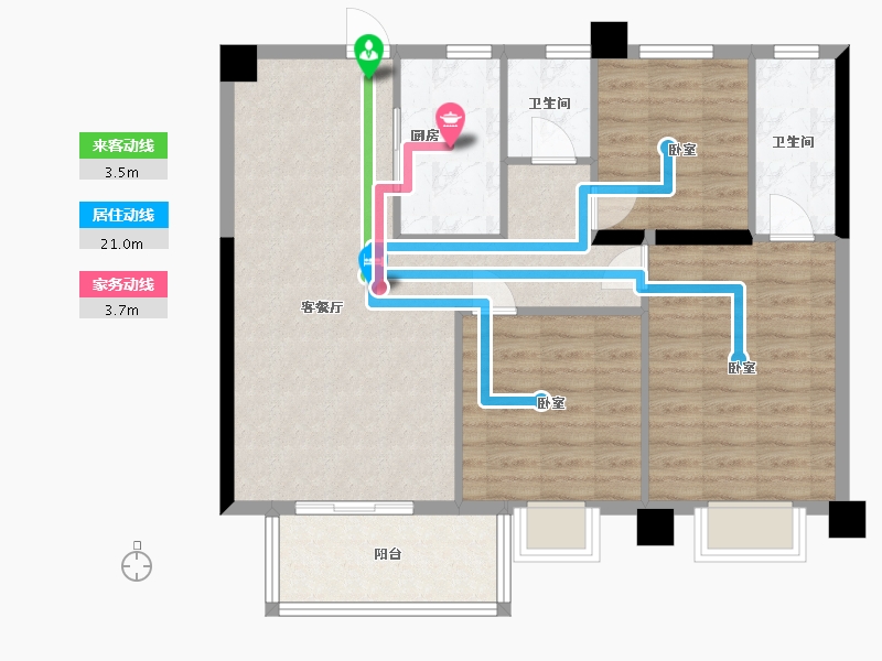 湖北省-黄冈市-金都上城-86.88-户型库-动静线