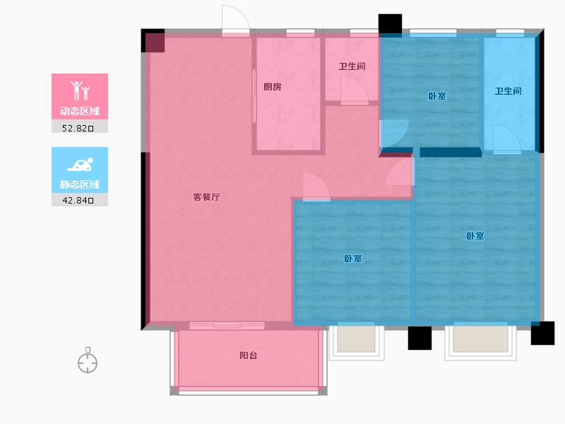 湖北省-黄冈市-金都上城-86.88-户型库-动静分区