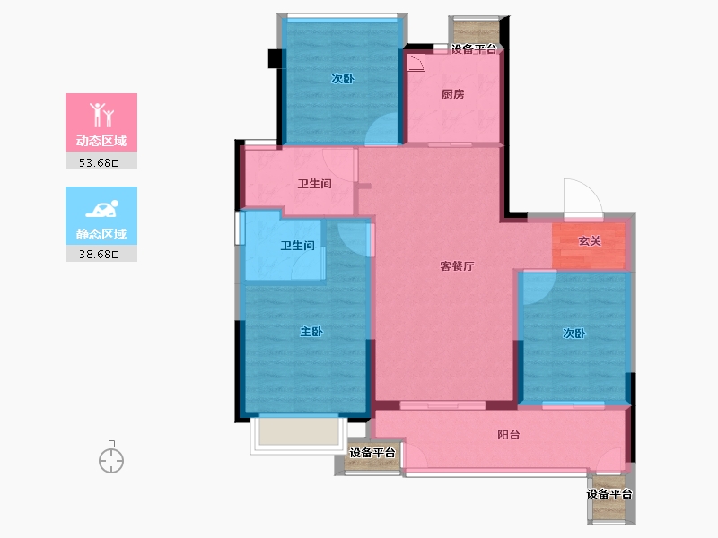 江苏省-常州市-万象府-85.80-户型库-动静分区