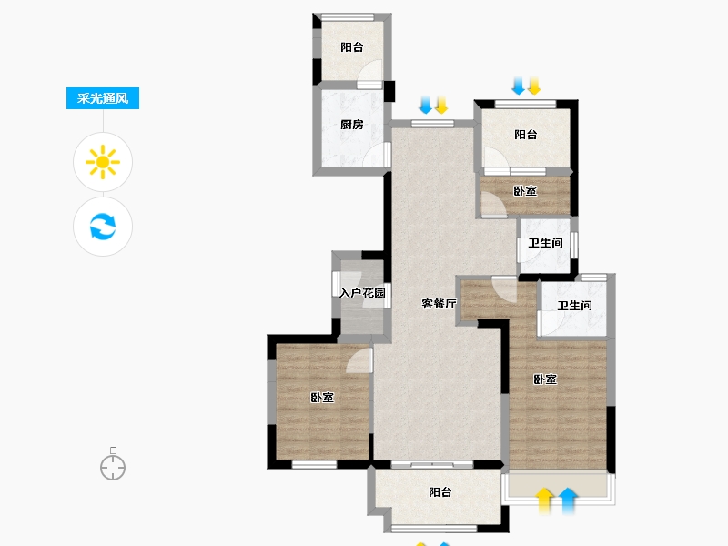 湖北省-襄阳市-东泰中央公馆-95.41-户型库-采光通风