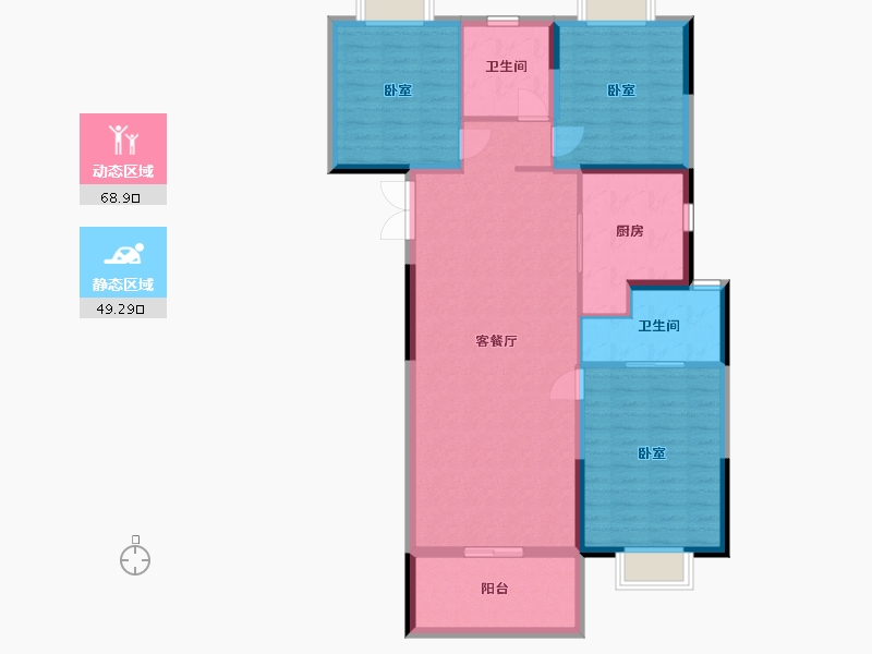 湖北省-武汉市-琨瑜府-107.43-户型库-动静分区