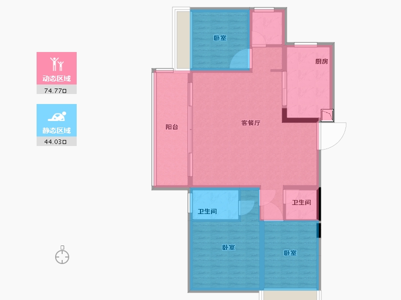 湖北省-黄石市-黄石保利时代-107.36-户型库-动静分区