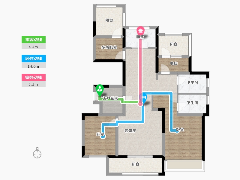 湖北省-襄阳市-东泰中央公馆-107.85-户型库-动静线