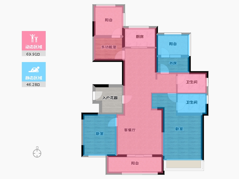 湖北省-襄阳市-东泰中央公馆-107.85-户型库-动静分区