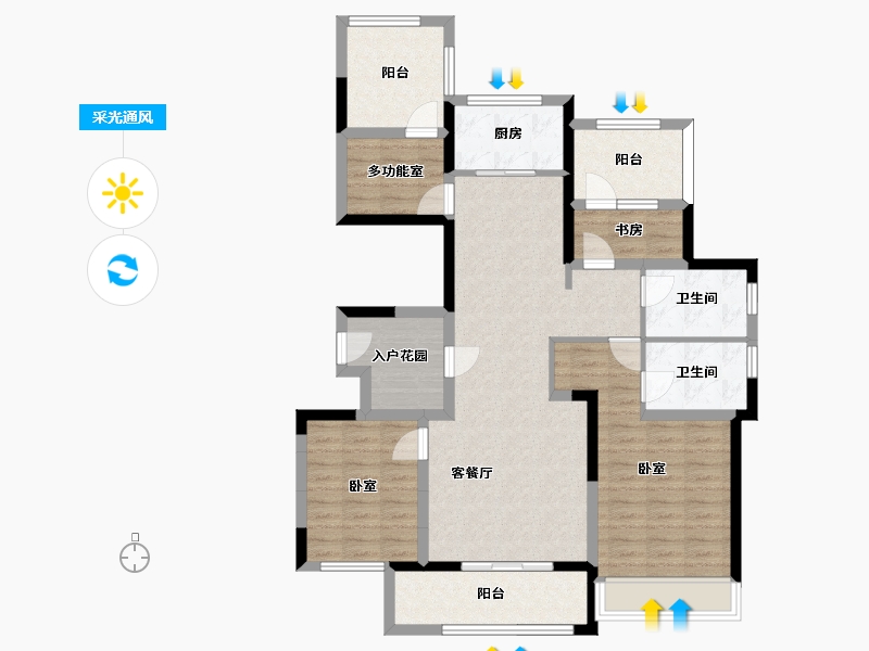 湖北省-襄阳市-东泰中央公馆-107.85-户型库-采光通风